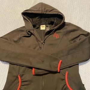 Ladies large sweatshirt. Black/red trim